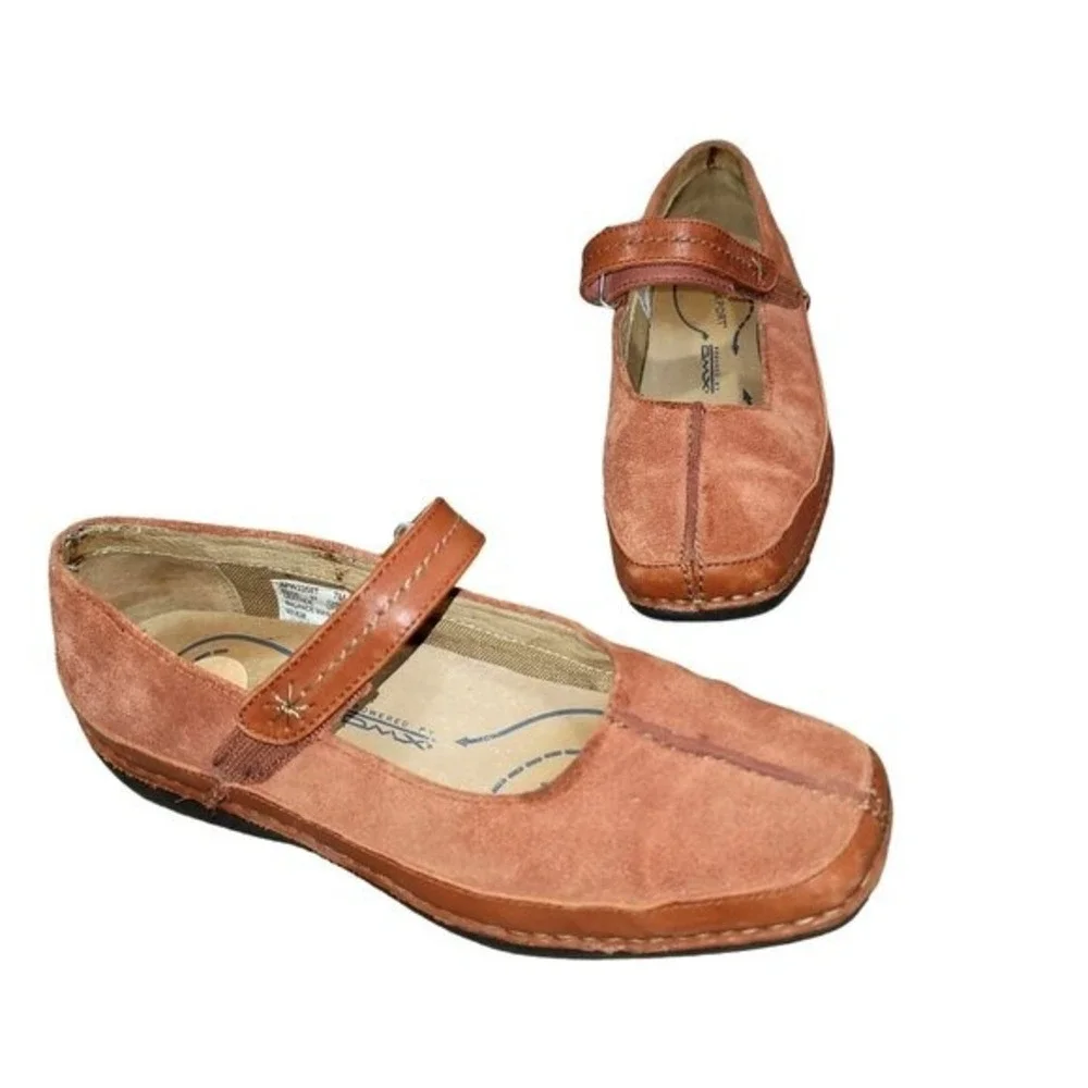 Rockport Women's Flat Mary Jane 7 Suede Orange Dress Shoe‎ Preppy Comfort Mature